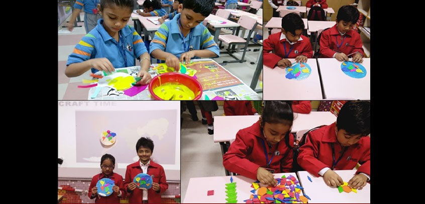 the image shows the students of secondary wing doing art and craft work,best school in extra curriclar activity
